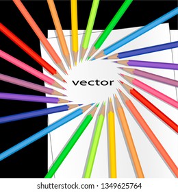 Vector illustration colored pencils decor design stationery template to highlight a message or text.