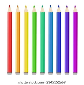 Ilustración vectorial de lápices de colores aislados en fondo blanco