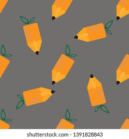vector illustration of colored pencils. logo of a pen and flora