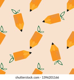vector illustration of colored pencils. logo of a pen and flora