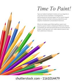 vector illustration of colored pencils on white background