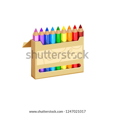 vector illustration of colored pencils in the open box