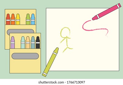 A vector illustration of colored pencils and sketch paper
