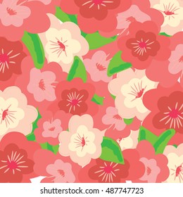 Vector illustration of colored pink flower pattern