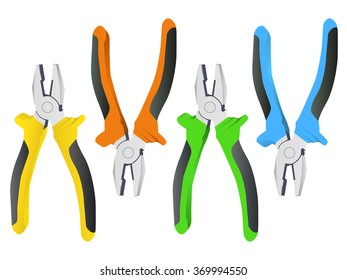 Vector illustration of colored pliers