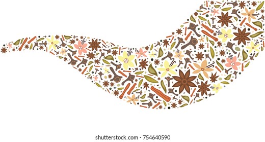 vector illustration for colored pumpkin spice mixture in wave shape for decorative design