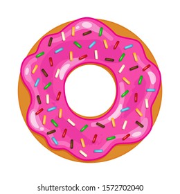 vector illustration of colored realistic donut on white background