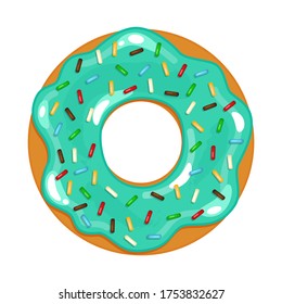 ilustración vectorial de donut coloreado realista sobre fondo blanco