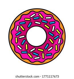 vector illustration of colored realistic donut on white background