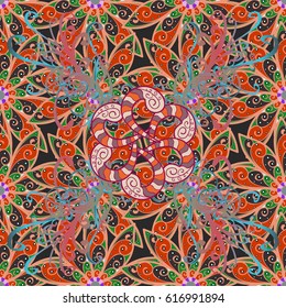 Vector illustration. Colored round floral mandala on a background. For textile, invitations, banners and other.