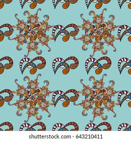 Vector illustration. Colored round floral mandala on a white background. For textile, invitations, banners and other.