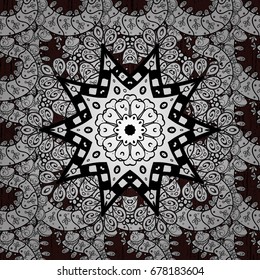 Vector illustration. Colored round floral mandala on a brown background. For textile, invitations, banners and other.