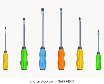 Vector illustration of colored screwdrivers