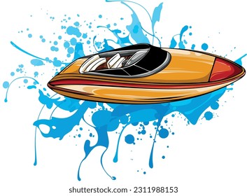 ilustración vectorial del velero de color en el agua