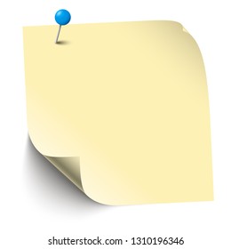 vector illustration of colored sticky note with pin needle