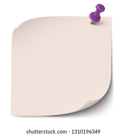 vector illustration of colored sticky note with pin needle