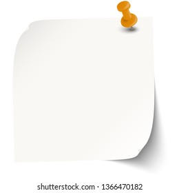 vector illustration of colored sticky note with pin needle