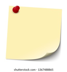 vector illustration of colored sticky note with pin needle
