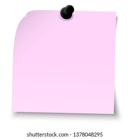 vector illustration of colored sticky note with pin needle