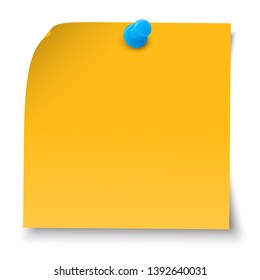 vector illustration of colored sticky note with pin needle