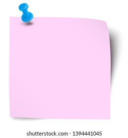 vector illustration of colored sticky note with pin needle