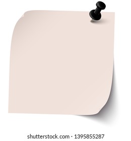 vector illustration of colored sticky note with pin needle