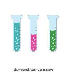 Vector Illustration of Colored Tube for Laboratory, Science experiment flat icons.