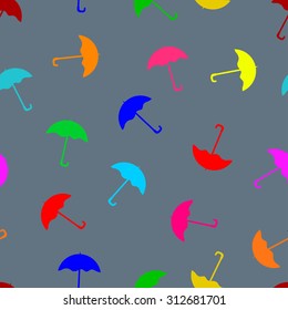 Vector illustration of colored umbrella seamless pattern.