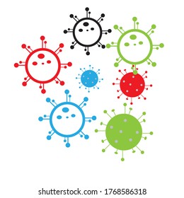 ilustración vectorial Iconos de virus vibrantes coloreados. Iconos de virus en círculo, símbolos en estilo plano