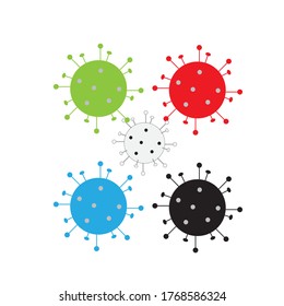 vector illustration Colored vibrant virus icons. Circle virus icons, symbols on flat style