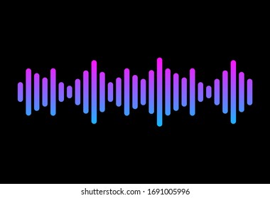 Vector illustration of colored wave sound on dark background.