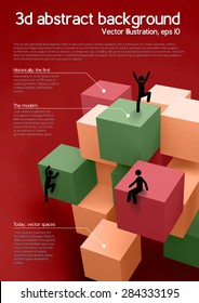 Vector illustration of colorful 3d cubes with people
