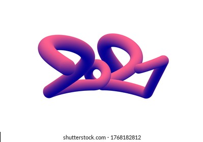 Vektorgrafik: Farbige 3D-Zahl von 2021 auf weißem Hintergrund. Frohes neues Jahr.