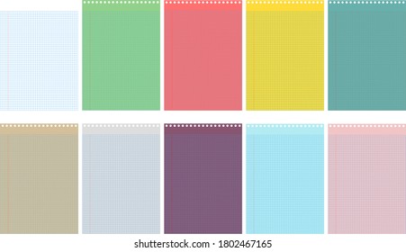 Vector illustration of colorful A4 checkered papers ready for print