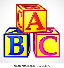 vector illustration of colorful abc block against white