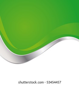 Vector illustration colorful abstract background. Trendy green wave with metal frame.
