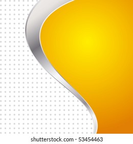 Vector illustration colorful abstract background. Trendy yellow wave with metal frame.