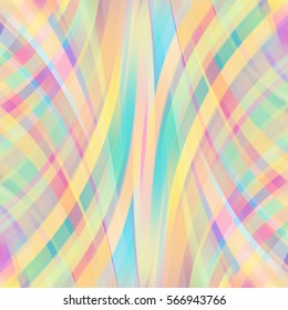 Vector illustration of colorful abstract background with blurred light curved lines. Vector geometric illustration. Pastel yellow, orange, pink, green colors