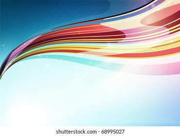 Vector illustration of colorful abstract background made of light splashes and curved lines