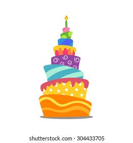 Vector Illustration of a Colorful Abstract Birthday Cake