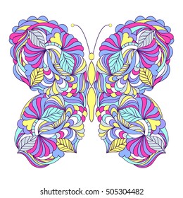 Vector illustration of colorful abstract butterfly on white background