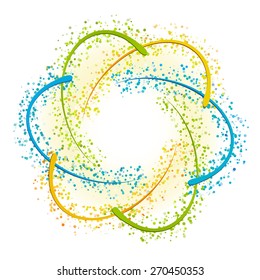 Vector illustration, Colorful abstract circles figure in many colored dots on a  light  background.