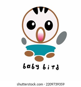 Vector Illustration. Colorful Abstract Cute Baby Bird Design On White Background. Logo Concept And Vector Design