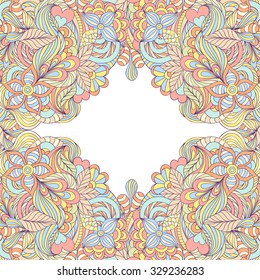 Vector illustration of colorful abstract floral frame.