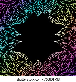 Vector illustration of colorful abstract frame on black background.