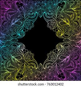Vector illustration of colorful abstract frame on black background.