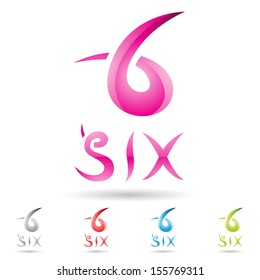 vector illustration of colorful and abstract icons for no six