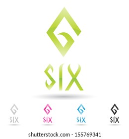 vector illustration of colorful and abstract icons for no six