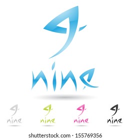 vector illustration of colorful and abstract icons for no nine