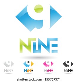 vector illustration of colorful and abstract icons for no nine